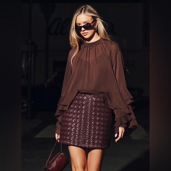 NWT - Faux Leather Woven Mini Skirt - Picture 2 of 6